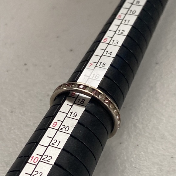 Pink & White Cubic Zirconia Sterling Silver Eternity Ring - Picture 2 of 9